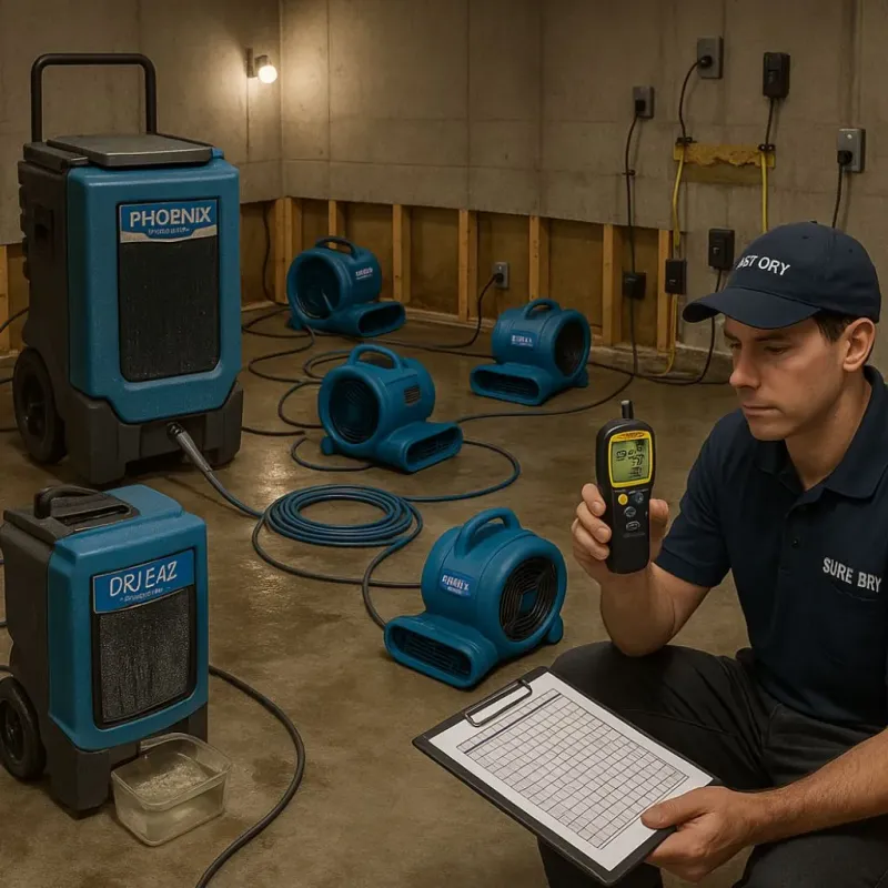 Structural Drying and Dehumidification process in Central Square, NY